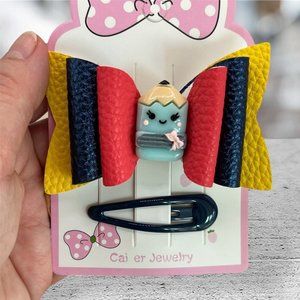 Back to School Hair Bow for Girls & Toddler Snap Clip Bows Kindergarten NEW